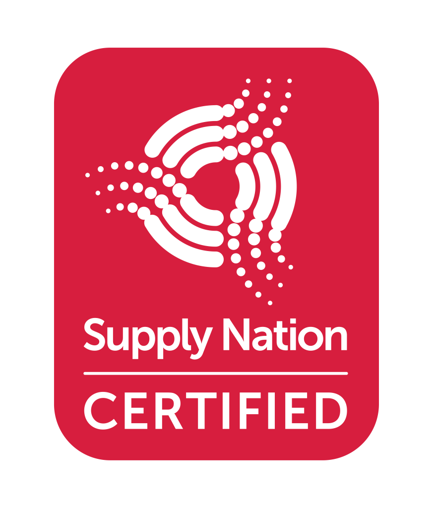 red supply nation certified logo for Look Smart Uniforms